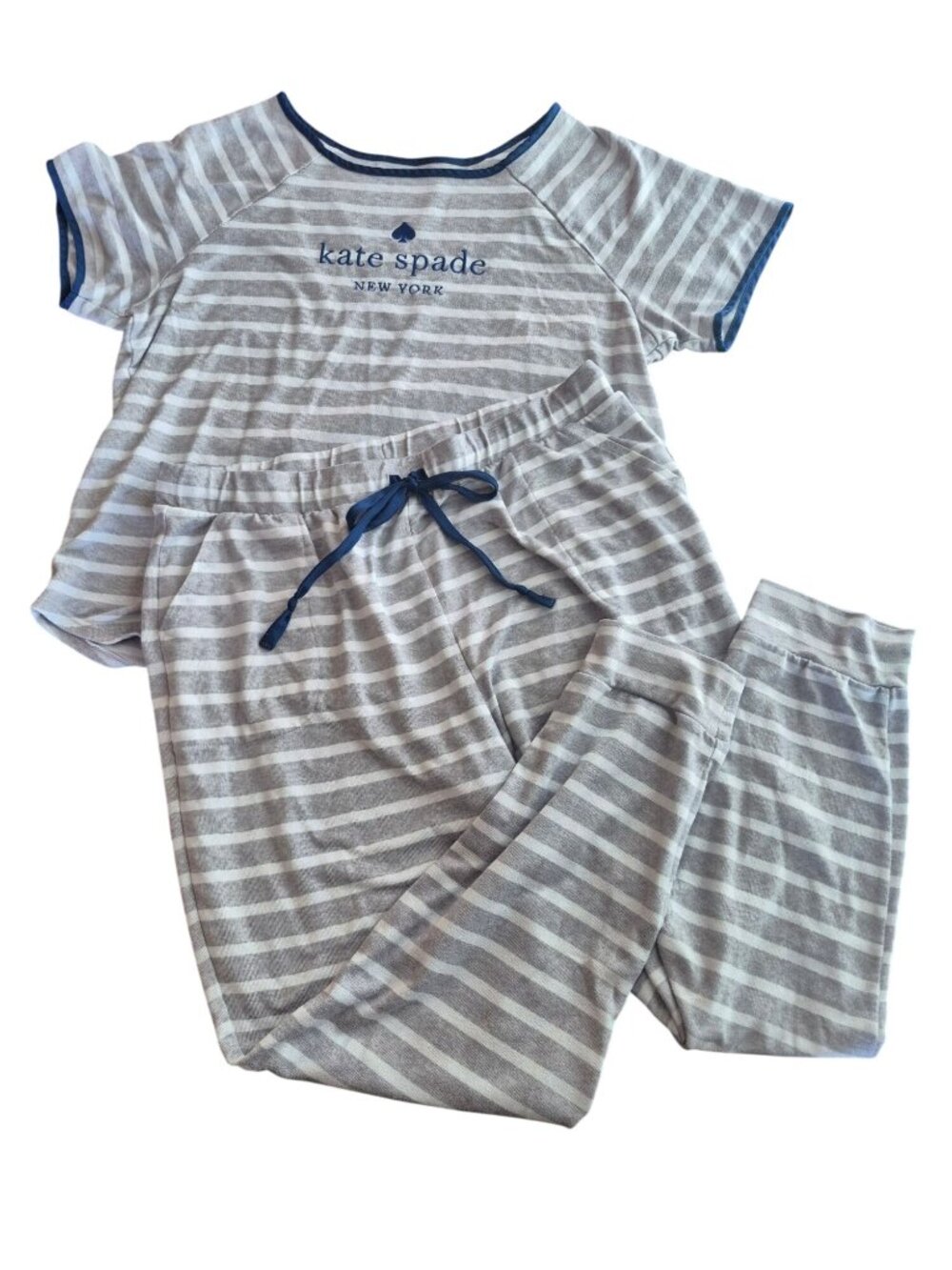 Kate Spade Gray Striped Pajama Set XL